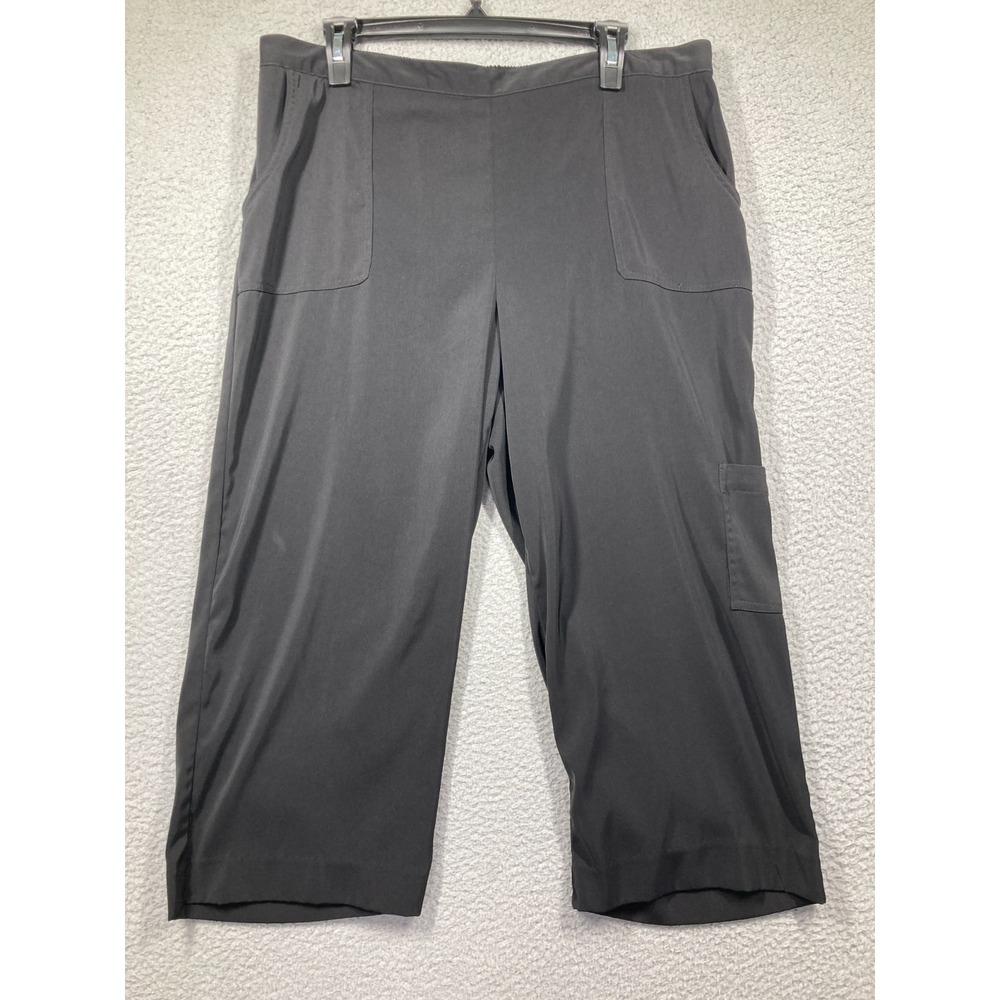 Alfred Dunner Capri Pants Women's 16 Black Relaxed Polyester Stretch Pockets